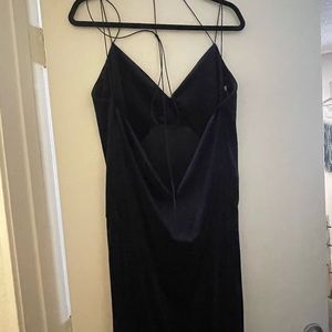 Velvet blue long dress with scoop back